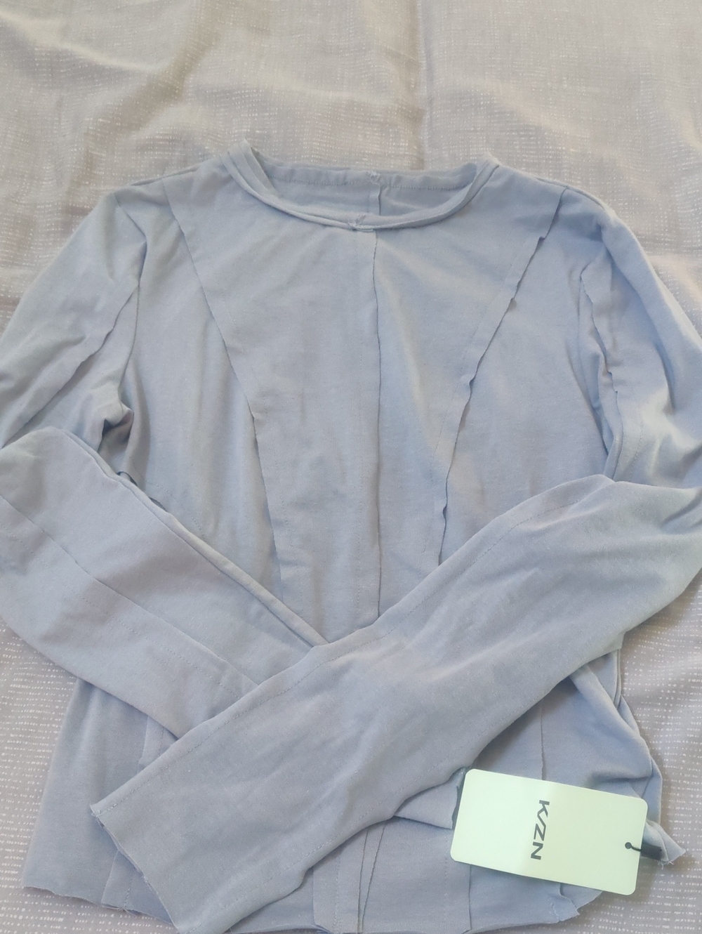 KIZN Light Blue Long Sleeve Top with Seam Detailing NEW